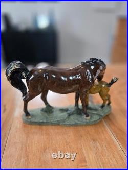 Big Sky Carvers mare/foal Stone Cast Finished Scupture 10l x 3 w x 6.5h