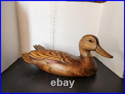Big Sky Carvers' wooden Large 20 Duck decoy Dated 2002 Tammy Finly