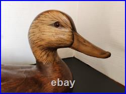 Big Sky Carvers' wooden Large 20 Duck decoy Dated 2002 Tammy Finly