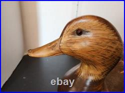 Big Sky Carvers' wooden Large 20 Duck decoy Dated 2002 Tammy Finly