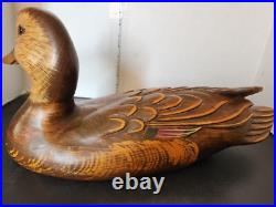 Big Sky Carvers' wooden Large 20 Duck decoy Dated 2002 Tammy Finly
