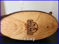 Big Sky Carvers' wooden Large 20 Duck decoy Dated 2002 Tammy Finly