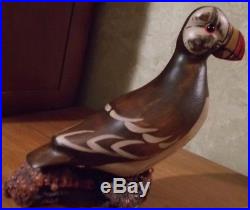Big Sky Montana Carvers PUFFIN Hand Crafted Wood, Artist Signed Kim Stevens