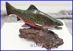 Bill Reel Big Sky Carvers Brook Trout Fish Painted Carving Decoy Folk Art On