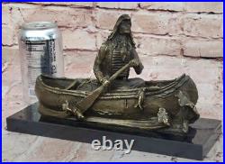 Bronze Big Sky Carvers Sculpture Canoe Trip Bear Bears Cub Indian Hotcast Decor
