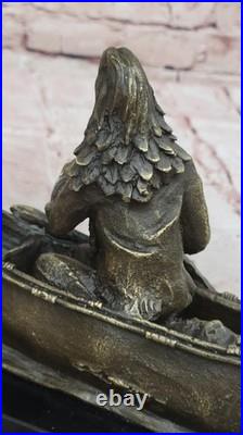 Bronze Big Sky Carvers Sculpture Canoe Trip Bear Bears Cub Indian Hotcast Decor
