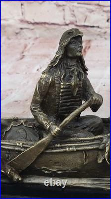 Bronze Big Sky Carvers Sculpture Canoe Trip Bear Bears Cub Indian Hotcast Figure