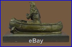 Bronze Sculpture Statue BIG SKY CARVERS CANOE TRIP BEAR BEARS CUB INDIAN HOTC A1