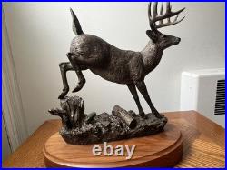 Bronze Whitetail Deer Leaping by B. J. Williams, Big Sky Carvings