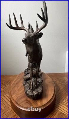 Bronze Whitetail Deer Leaping by B. J. Williams, Big Sky Carvings