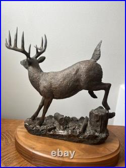 Bronze Whitetail Deer Leaping by B. J. Williams, Big Sky Carvings