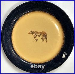 Brushwerks Big Sky Carvers Set of 4 Bear 10.75 Stoneware Rimmed Dinner Plates