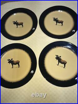 Brushwerks by Big sky Carvers Bull Moose plate Set Of 4 VGUC