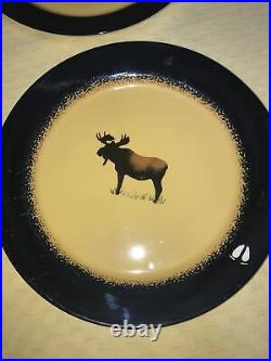 Brushwerks by Big sky Carvers Bull Moose plate Set Of 4 VGUC