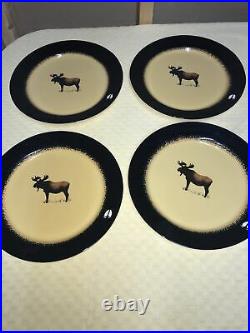 Brushwerks by Big sky Carvers Bull Moose plate Set Of 4 VGUC