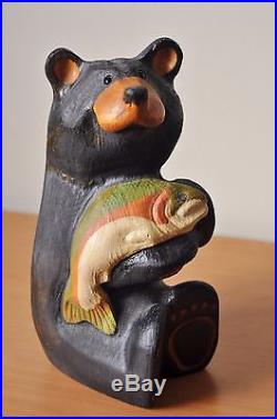 Carved Bear with Fish- Big Sky Carvers-Jeff Fleming Large Bear withTrout-Rustic Bear