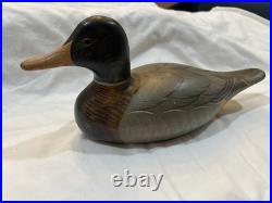 Carved Wood Duck Decoy Big Sky Carvers Bozeman MT Signed Barbara Stafford