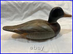 Carved Wood Duck Decoy Big Sky Carvers Bozeman MT Signed Barbara Stafford