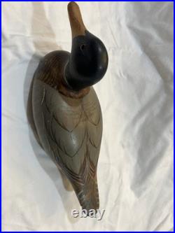 Carved Wood Duck Decoy Big Sky Carvers Bozeman MT Signed Barbara Stafford