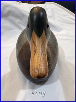 Carved Wood Duck Decoy Big Sky Carvers Bozeman MT Signed Barbara Stafford