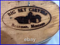 Carved Wood Duck Decoy Big Sky Carvers Bozeman MT Signed Barbara Stafford