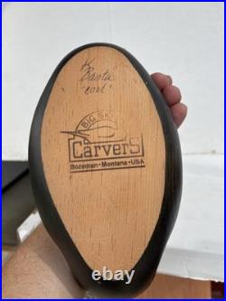 Carved Wood Duck Decoy Big Sky Carvers Bozeman MT Signed K. Basta