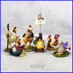 Christmas Collectible Big Sky Carvers Chickentivity Figurines Nativity Set of 9