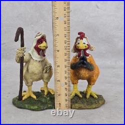 Christmas Collectible Big Sky Carvers Chickentivity Figurines Nativity Set of 9