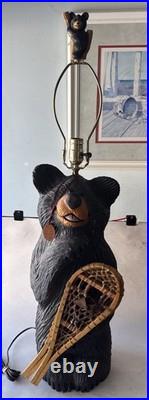 Colorado Carving Company Wood Bear Carved Statue Table Lamp 36 By Dale Traut