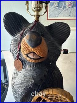 Colorado Carving Company Wood Bear Carved Statue Table Lamp 36 By Dale Traut