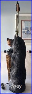 Colorado Carving Company Wood Bear Carved Statue Table Lamp 36 By Dale Traut