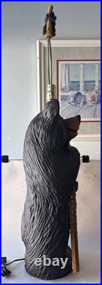 Colorado Carving Company Wood Bear Carved Statue Table Lamp 36 By Dale Traut