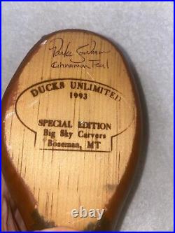 DUCKS UNLIMITED Decoy 1993 Special Edition BIG SKY CARVERS PARKE GOODMAN SIGNED