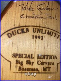 DUCKS UNLIMITED Decoy 1993 Special Edition BIG SKY CARVERS PARKE GOODMAN SIGNED