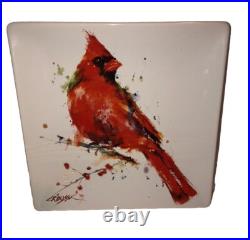 Dean Crouser Watercolors, Big Sky Carvers, 7 Square Cardinal Bird Snack Plate