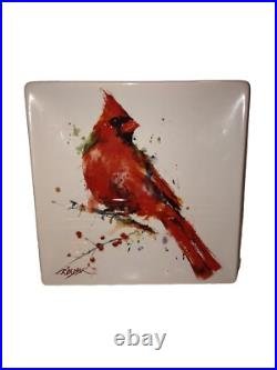Dean Crouser Watercolors, Big Sky Carvers, 7 Square Cardinal Bird Snack Plate