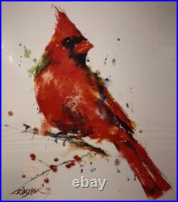 Dean Crouser Watercolors, Big Sky Carvers, 7 Square Cardinal Bird Snack Plate