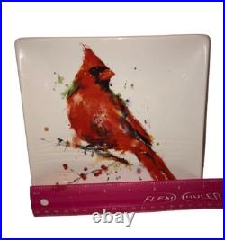 Dean Crouser Watercolors, Big Sky Carvers, 7 Square Cardinal Bird Snack Plate