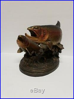 Dick idol collection big sky carvers (Rainbow rising)Two Rainbow trout statue