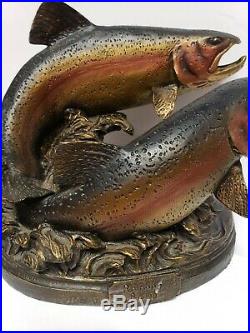 Dick idol collection big sky carvers (Rainbow rising)Two Rainbow trout statue