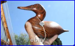 Duck Decoy Handcarved Wood by Big Sky Carvers with Metal Badge