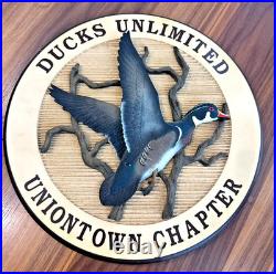 Ducks Unlimited BIG SKY CARVER Signed UNIONTOWN CHAPTER 3D Sign Life Sponsor 17