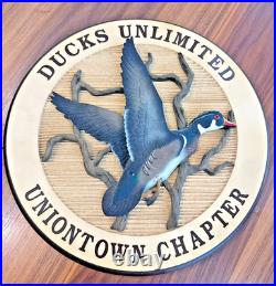 Ducks Unlimited BIG SKY CARVER Signed UNIONTOWN CHAPTER 3D Sign Life Sponsor 17