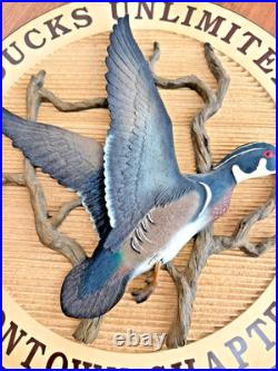 Ducks Unlimited BIG SKY CARVER Signed UNIONTOWN CHAPTER 3D Sign Life Sponsor 17