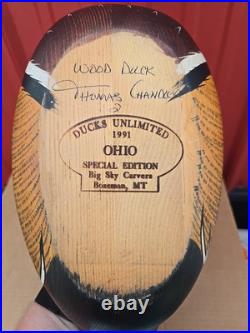 Ducks Unlimited Wooden Duck Signed by Thomas Chandler 1991 Big Sky Carvers