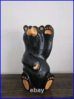 EUC Rare Jeff Fleming Big Sky Carvers Black Bear Waving 13 Wood Carving Art