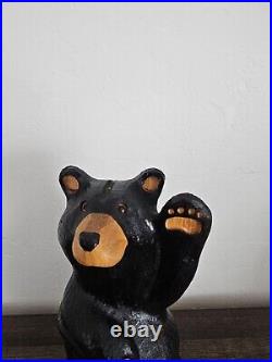 EUC Rare Jeff Fleming Big Sky Carvers Black Bear Waving 13 Wood Carving Art