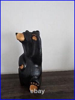 EUC Rare Jeff Fleming Big Sky Carvers Black Bear Waving 13 Wood Carving Art