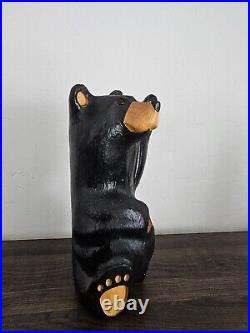 EUC Rare Jeff Fleming Big Sky Carvers Black Bear Waving 13 Wood Carving Art