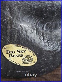 EUC Rare Jeff Fleming Big Sky Carvers Black Bear Waving 13 Wood Carving Art